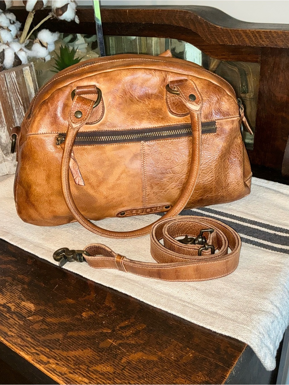 Bed Stu Leather Angie Shoulder Bag Crossbody Tan Rustic MSRP $325 - Picture 4 of 15